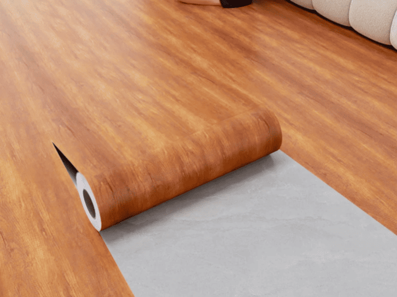 A detailed diagram showing the individual layers of the composite flooring material.